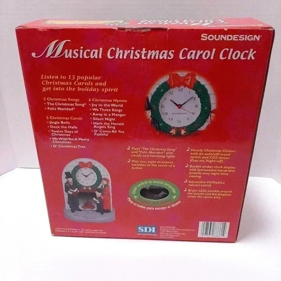 Soundesign Musical Christmas Carol Clock Fire Place and Wreath Light Up … - Picture 3 of 3